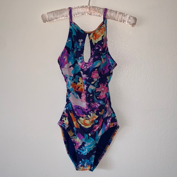 Swim/Bathing Suit One Piece Size 6 Women’s Into The Bleu By Amerex Multi Colors - Picture 1 of 11